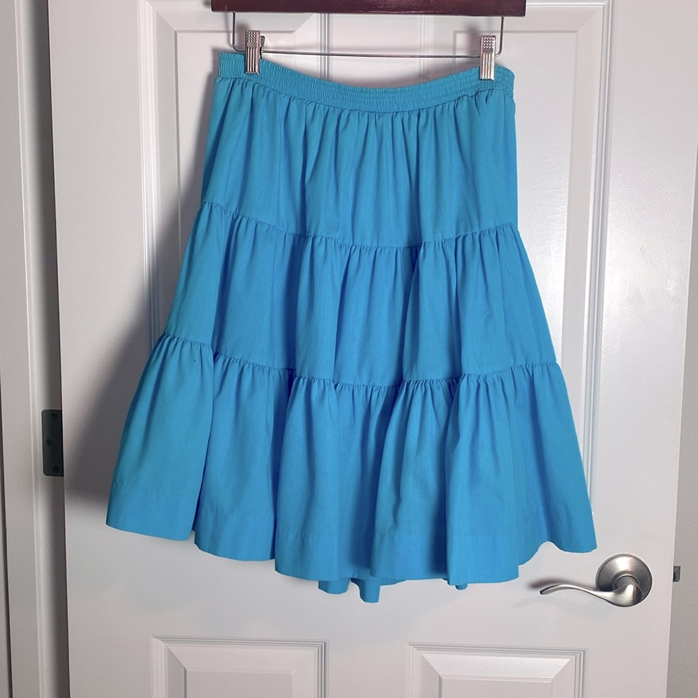 Rockmount vintage ranch wear three tiered turquoise circle skirt